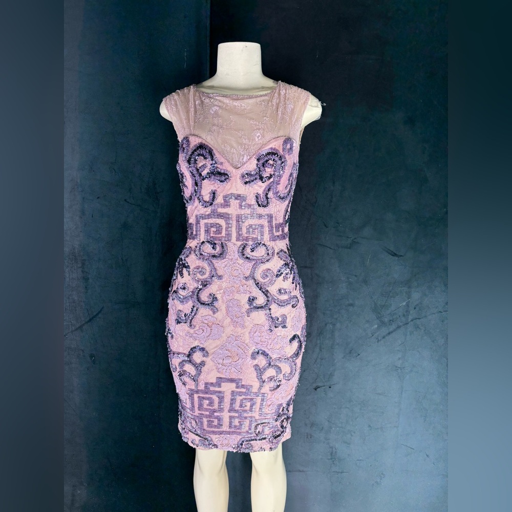 Elegant Pink and Black Embellished Dress by Mandalay